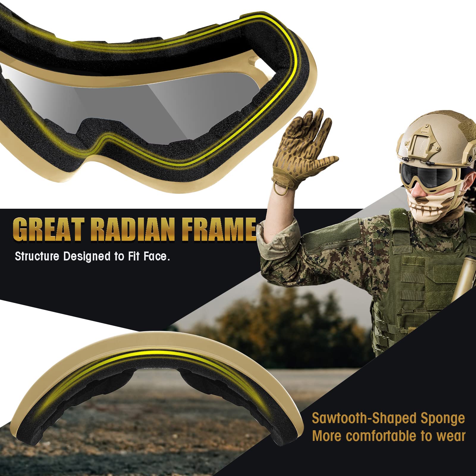 Airsoft Tactical Goggles 2-Pack - Military Grade Anti-Fog Shooting Glasses for Outdoor Sports & Tactical Training | Perfect for Airsoft, Paintball, Hunting & Range Shooting