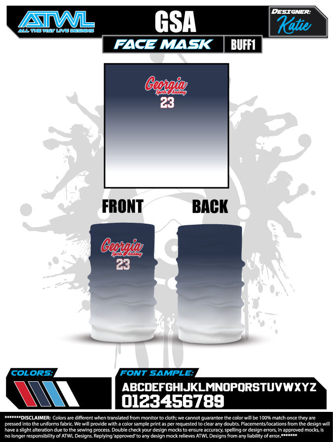 Georgia Sports Academy Face Gaiters & Buffs - Breathable, Moisture-Wicking Neck Gaiter for Running, Cycling, Hiking & Outdoor Activities