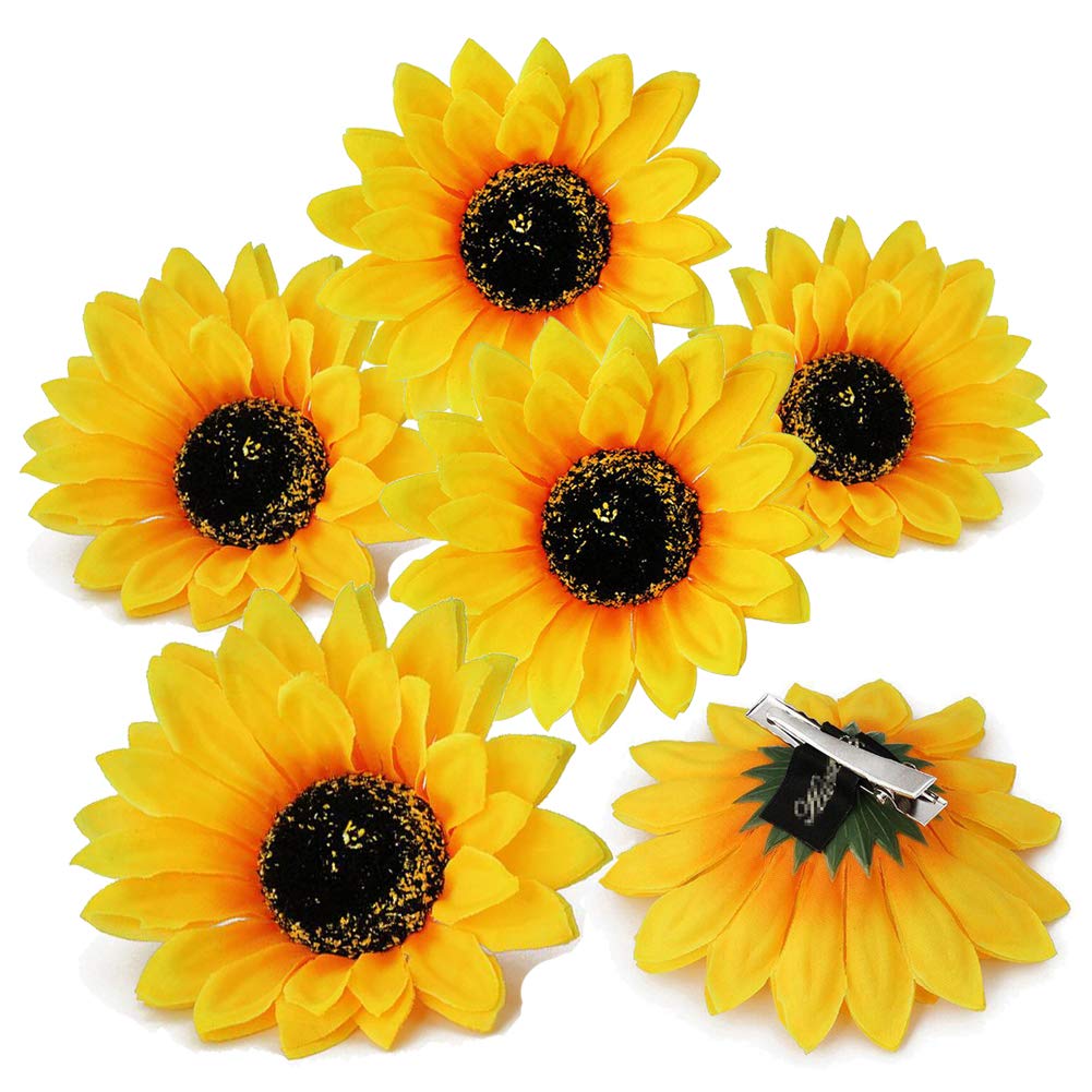 6PCS Sunflower Hair Clips - Yellow Floral Alligator Hairpins for Women & Girls, Hair Barrettes & Styling Accessories - Perfect for Beach, Summer, Party & Everyday Wear