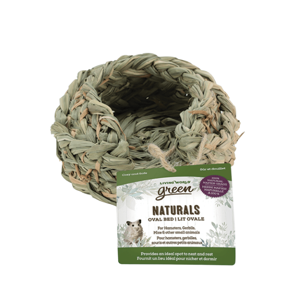 Living World Green Naturals Oval Bed for Small Pets - Hamster, Guinea Pig & Rabbit Cage Accessory - Eco-Friendly Chew-Proof Design for Safe & Comfortable Sleeping