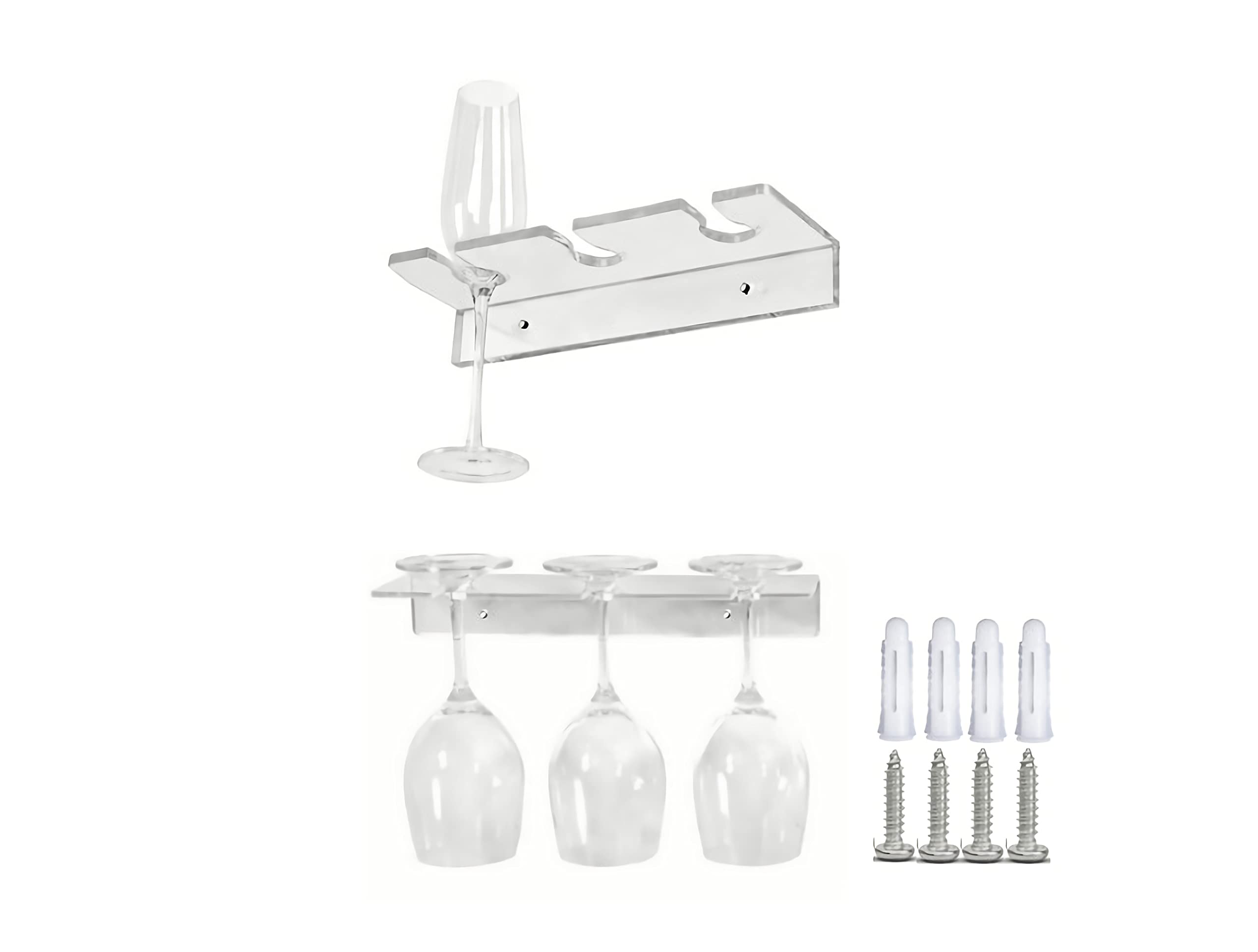 Clear Acrylic Stemware Rack Set of 2 - 11 Inch Under Cabinet Wine Glass Holder for Kitchen Organization & Storage | Perfect for Wine Bar, Dining Room, and Entertaining