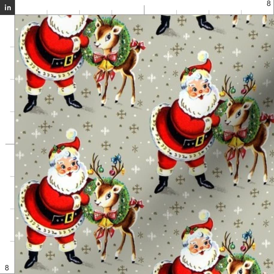 Santa Deer Printed Minky Fabric Fat Quarter - Soft Plush for Sewing Baby Blankets, Quilt Backing & DIY Crafts - Perfect for Holiday Decor, Nursery Projects & Cozy Home Textiles
