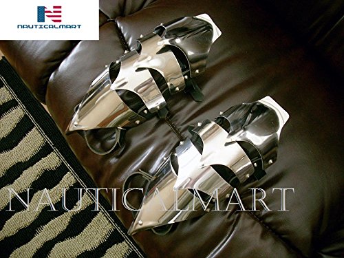 NauticalMart Gothic Reticulated Steel Greaves - Medieval Leg Armor for LARP, Cosplay & Renaissance Fairs - Perfect for Historical Reenactments & Fantasy Costumes