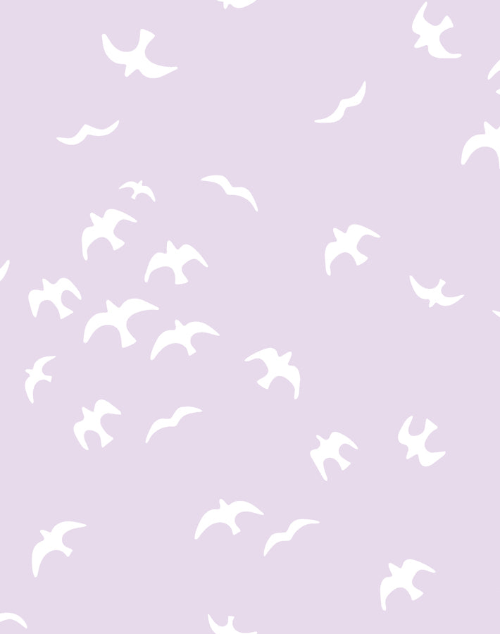 Gulls Wallpaper by Tea Collection - Lavender Floral Design for Bedroom, Living Room & Nursery Decor