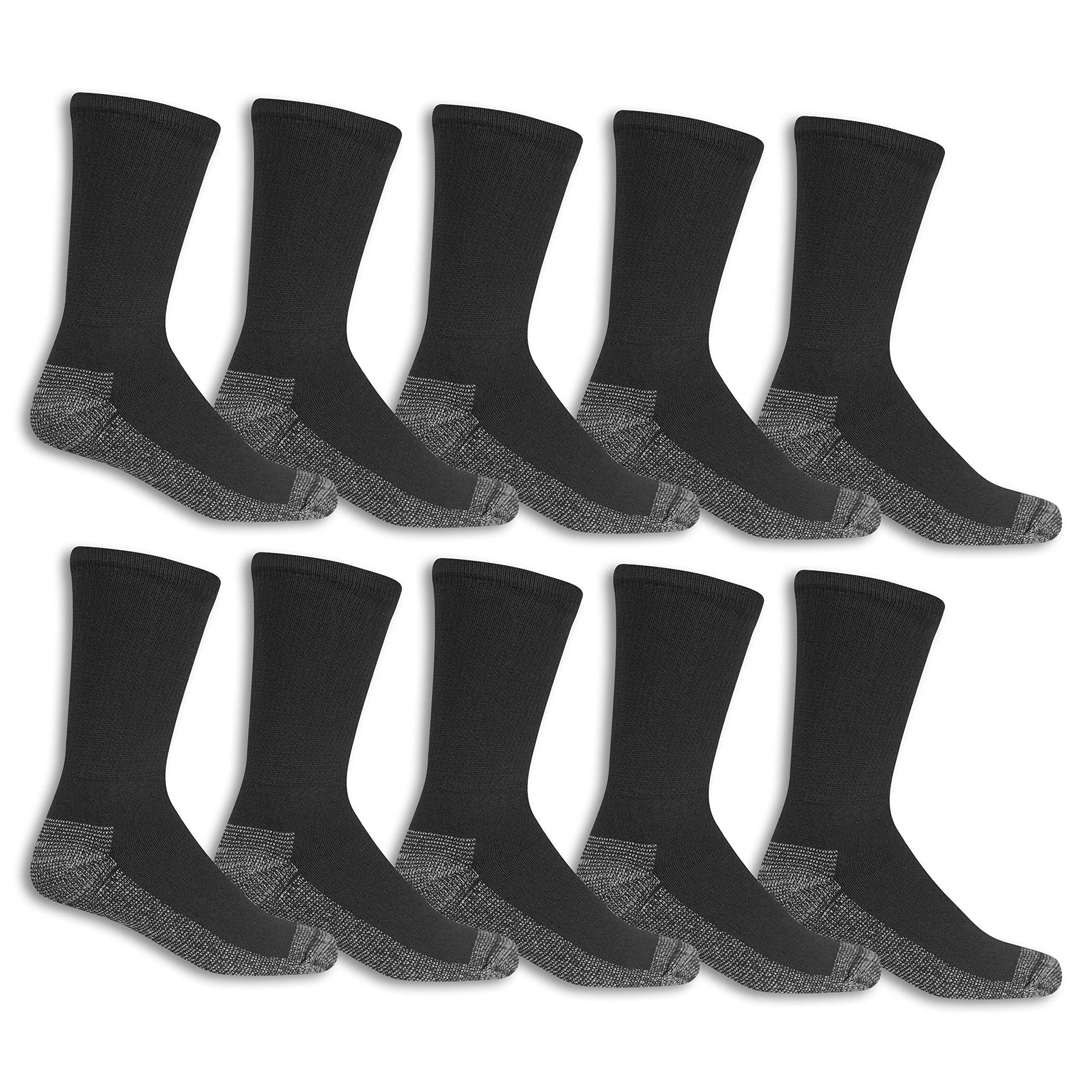 Fruit of the Loom Men's Cushioned Cotton Work Socks - Moisture Wicking, Durable & Comfortable for Construction, Hiking & Outdoor Activities