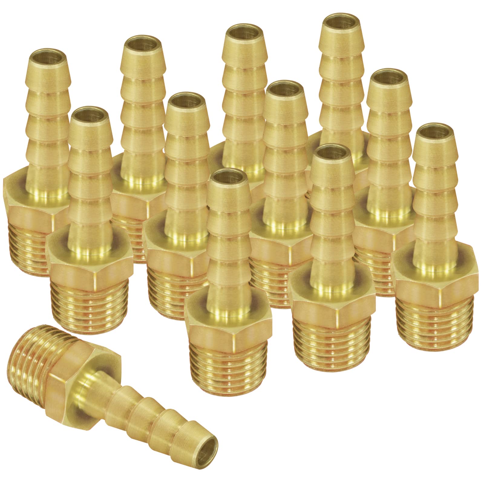 WiseWater 12-Pack Brass Hose Barb Fittings - 3/8