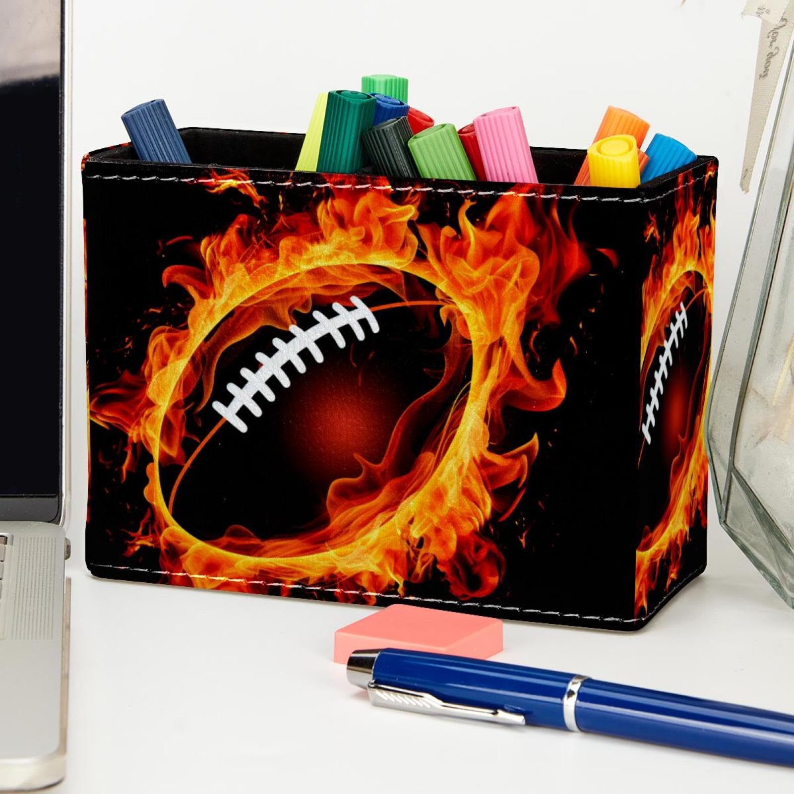 Football-Themed Pen Holder for Desk - Stylish Pen Organizer with American Football Design - Perfect Desk Accessories for Office, School & Home Organization