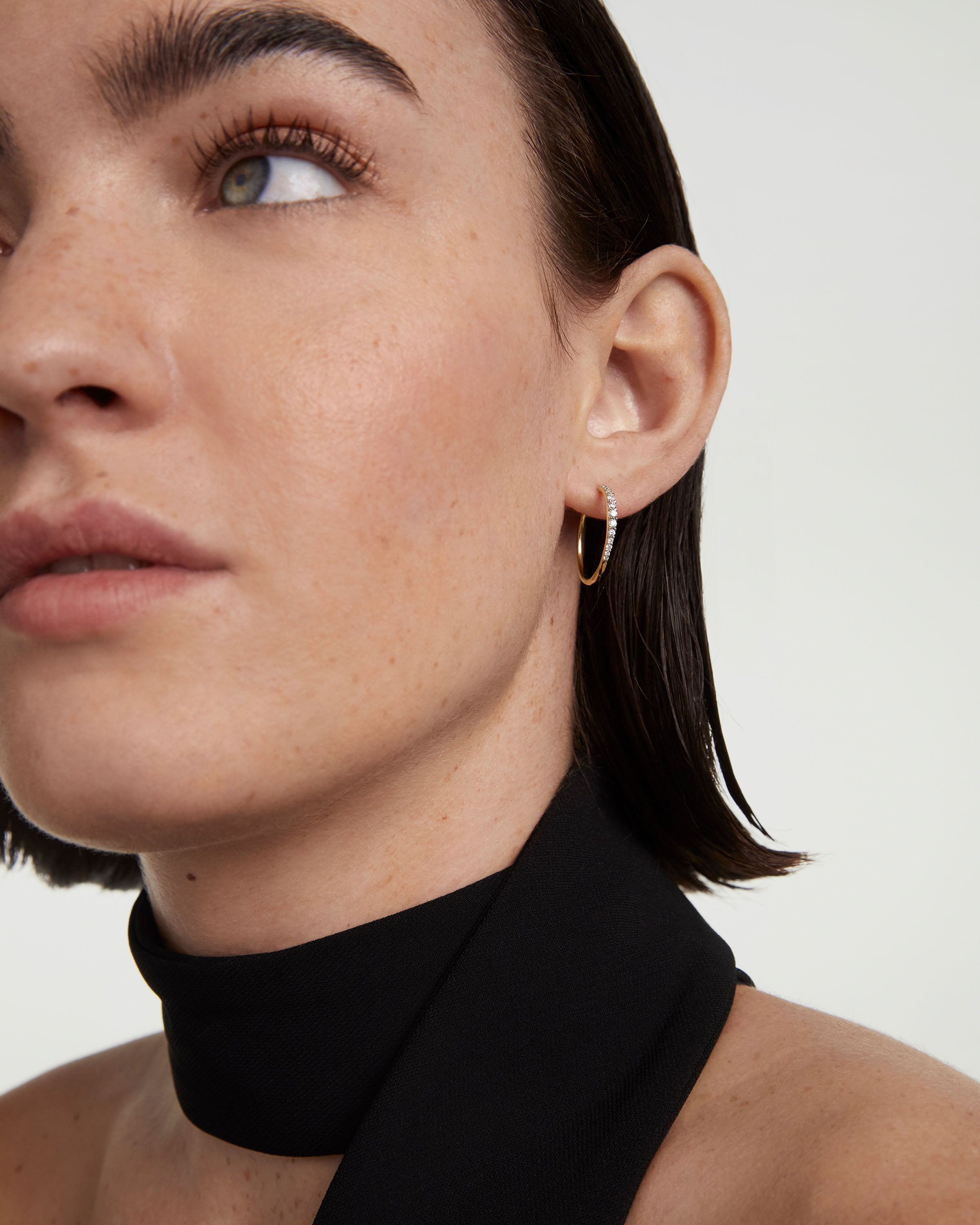 Elegant Estella Hoop Earrings in 14K Gold with Genuine Diamonds - Perfect for Weddings, Parties & Special Occasions