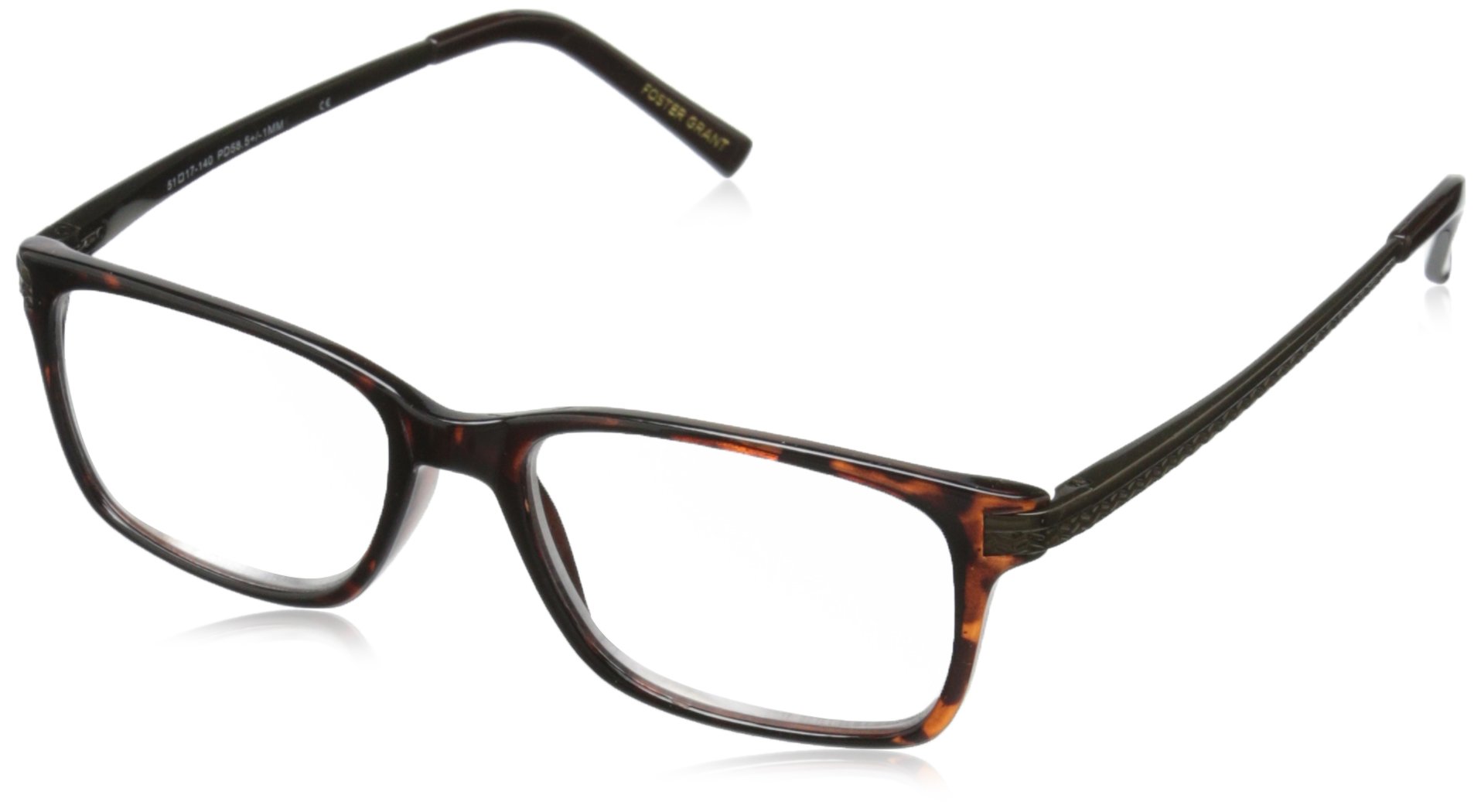 Foster Grant Men's Sullivan Square Reading Glasses +2.00 Strength – Classic Rectangular Frame for Reading, Computer & Office Use – Lightweight & Comfortable Eyewear for Men
