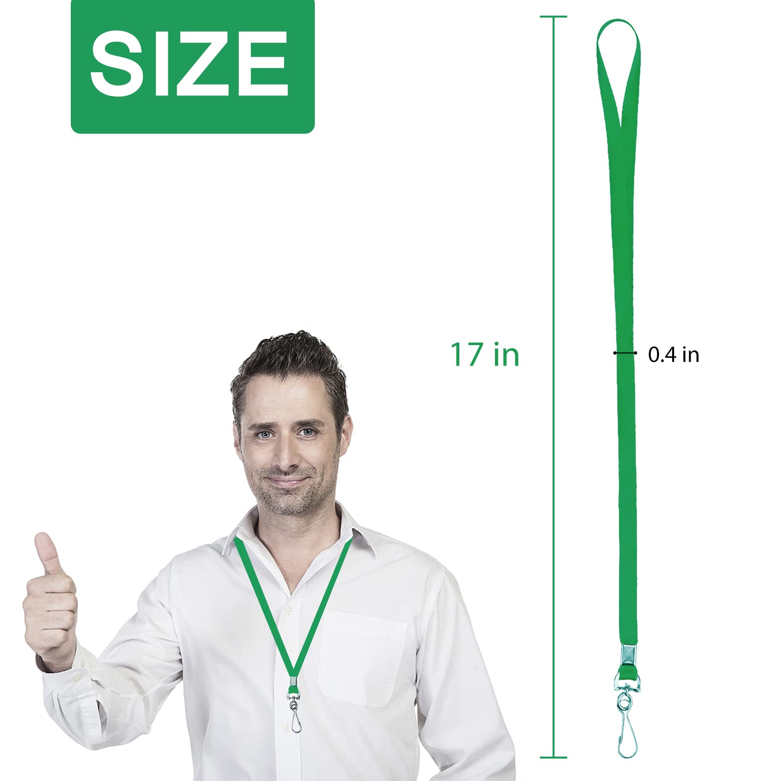 Bulk Green Lanyards with Swivel Hooks for ID Badges - Office & Events