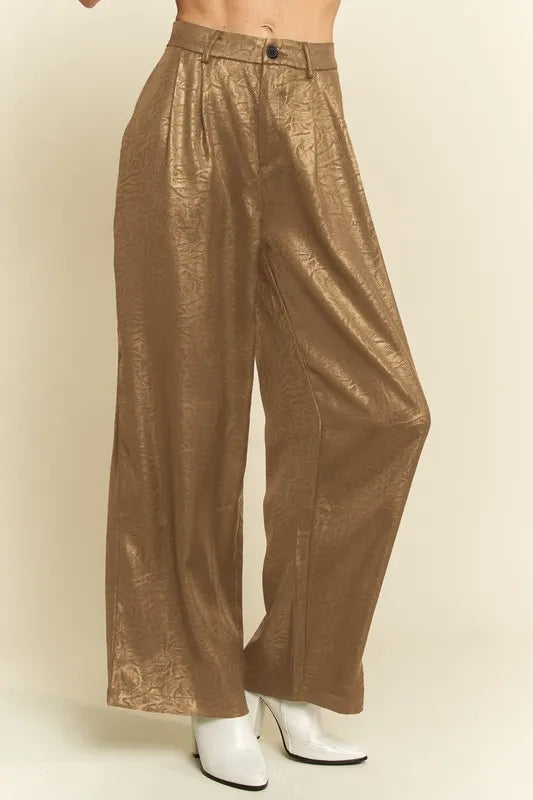 Stylish Olive Crinkled Textured Wide Leg Resort Pants for Women - Comfortable Vacation & Beach Wear for Summer Travel