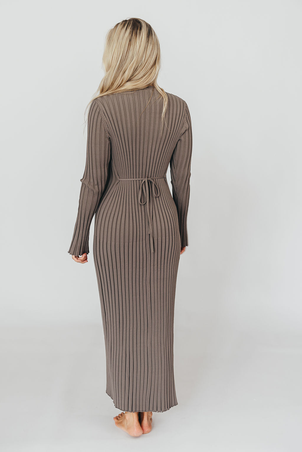 Colette Premium Long Sleeve Ribbed Knit Maxi Dress in Slate - Bump Friendly Maternity Dress for Pregnancy, Nursing & Postpartum | Perfect for Casual Wear, Date Nights & Special Occasions