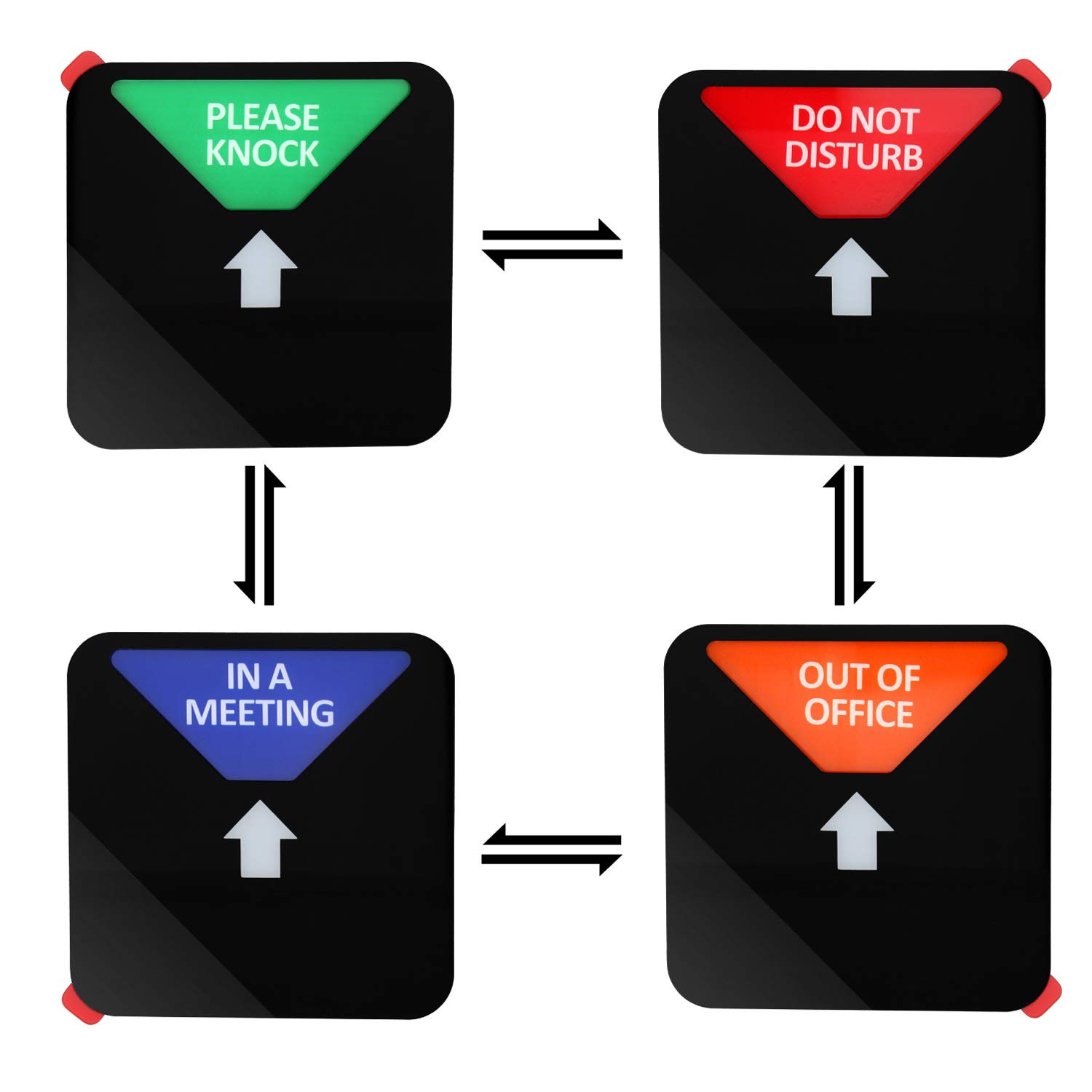 Kichwit Privacy Sign - Do Not Disturb, Out of Office, Please Knock, In Meeting Office Signs (4.9 Inch Square Black) - Perfect for Conference Rooms, Workstations & Office Doors