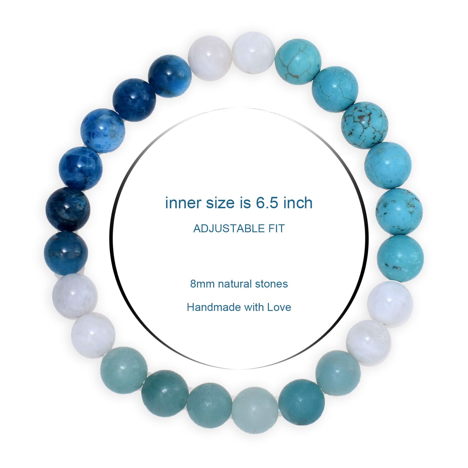 8MM Genuine Healing Crystal Bracelet - Lucky Stone Beaded Chakra Bracelet for Positive Energy (6.5 Inch) - Inspirational Spiritual Gift for Women & Mom - Perfect for Meditation, Yoga & Daily Wear