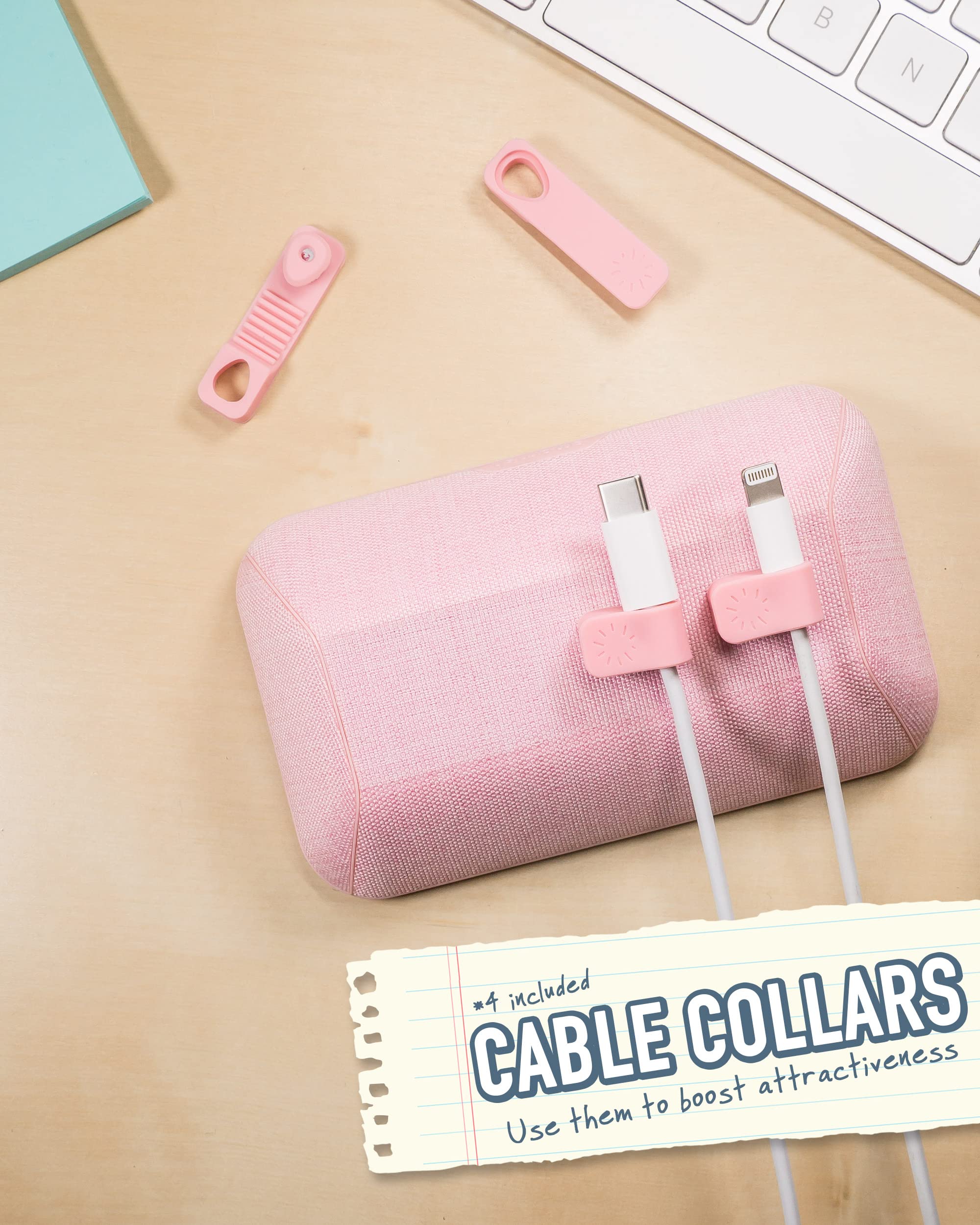Smartish Magnetic Cord Holder - Strong Magnet Cable Organizer for Charger Management on Desk, Nightstand, Side Table - Holds 6+ Cables (I'm Blushing) - Perfect for Home Office, Bedroom, Car & Travel Accessories Organization