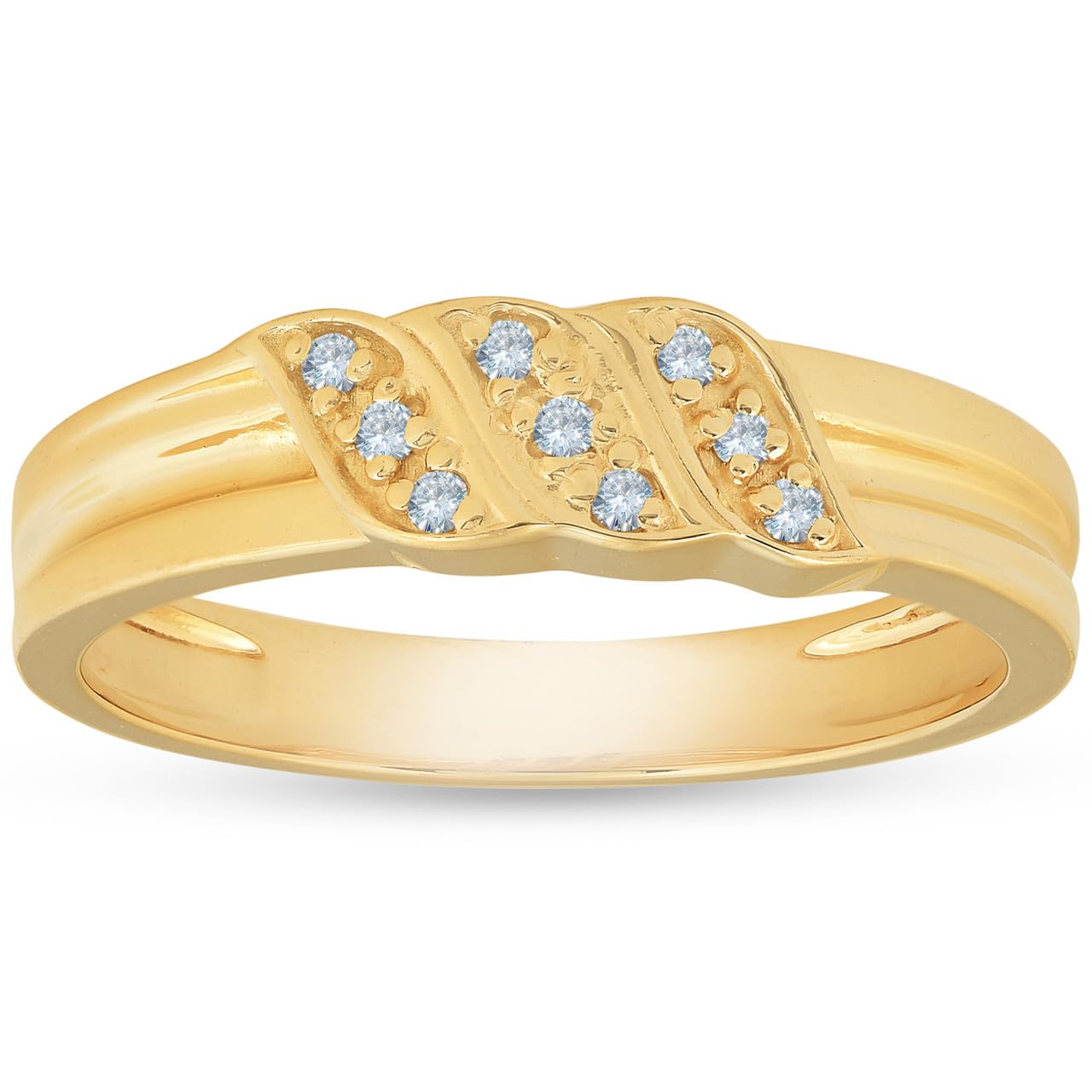 10K Yellow Gold Men's Diamond Ring - Anniversary Wedding Band for Him - Perfect for Proposals, Engagements & Special Occasions