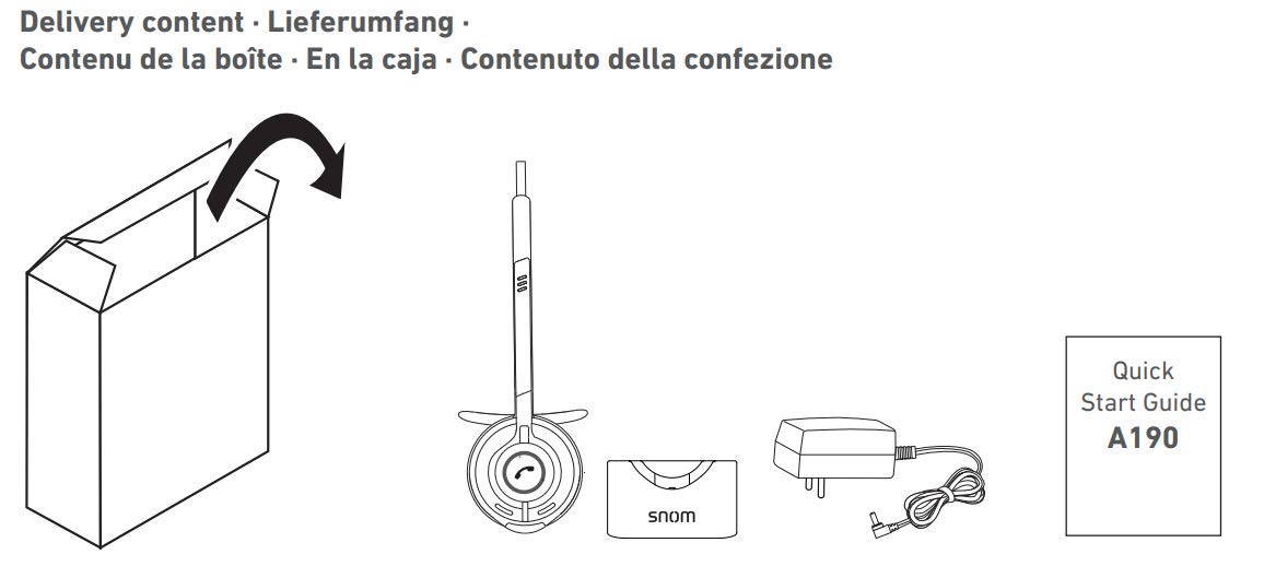 Snom A190 DECT Headset with Multicell Technology | HD Sound & Noise Reduction | Stand-Alone & Paired Modes | Handover & Roaming in Multi-Cell Setup | Perfect for Office, Call Center & Remote Work