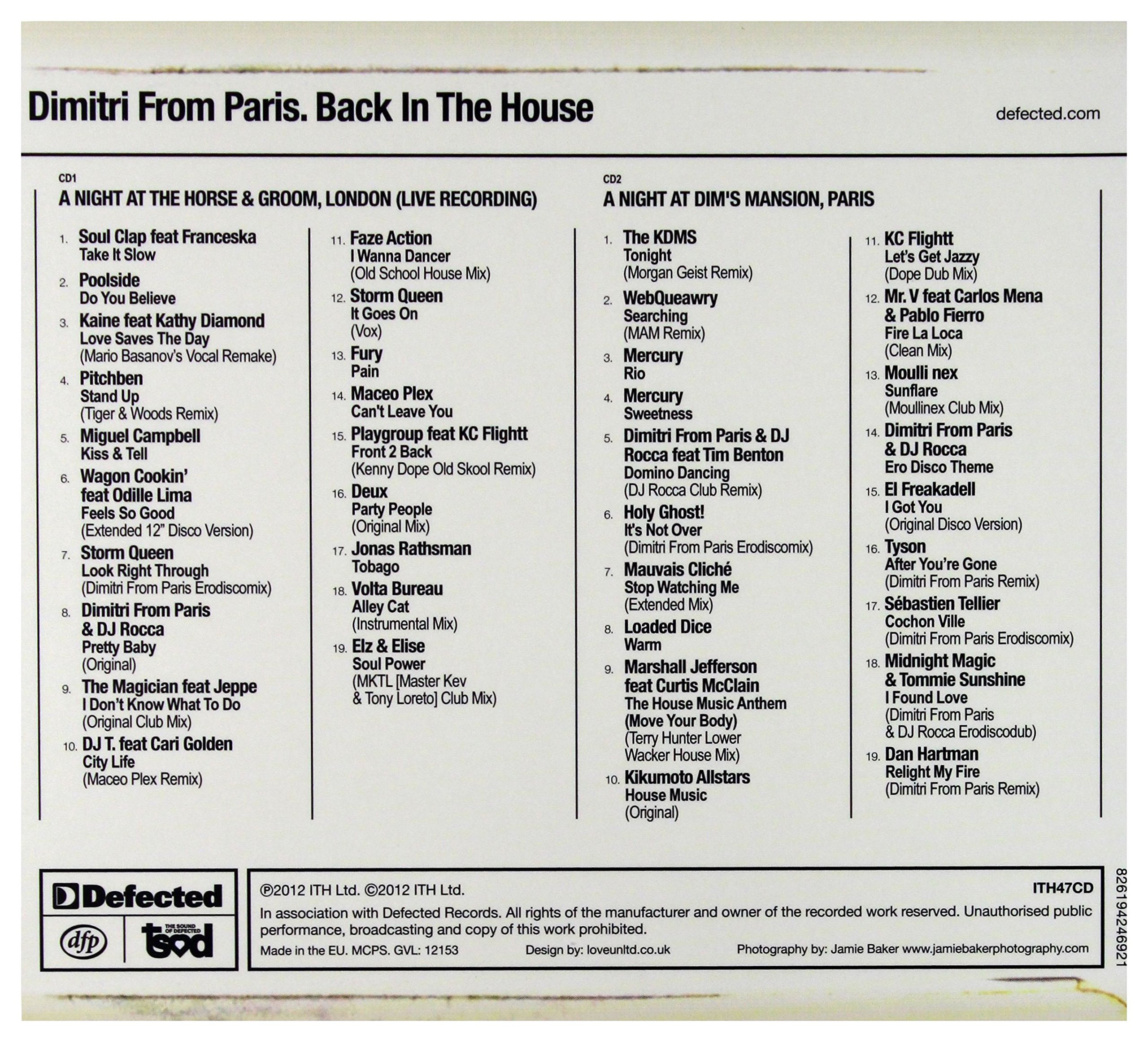 Defected Presents Back in the House - Classic House Music Compilation Album | Perfect for DJ Sets, Dance Parties & Home Listening