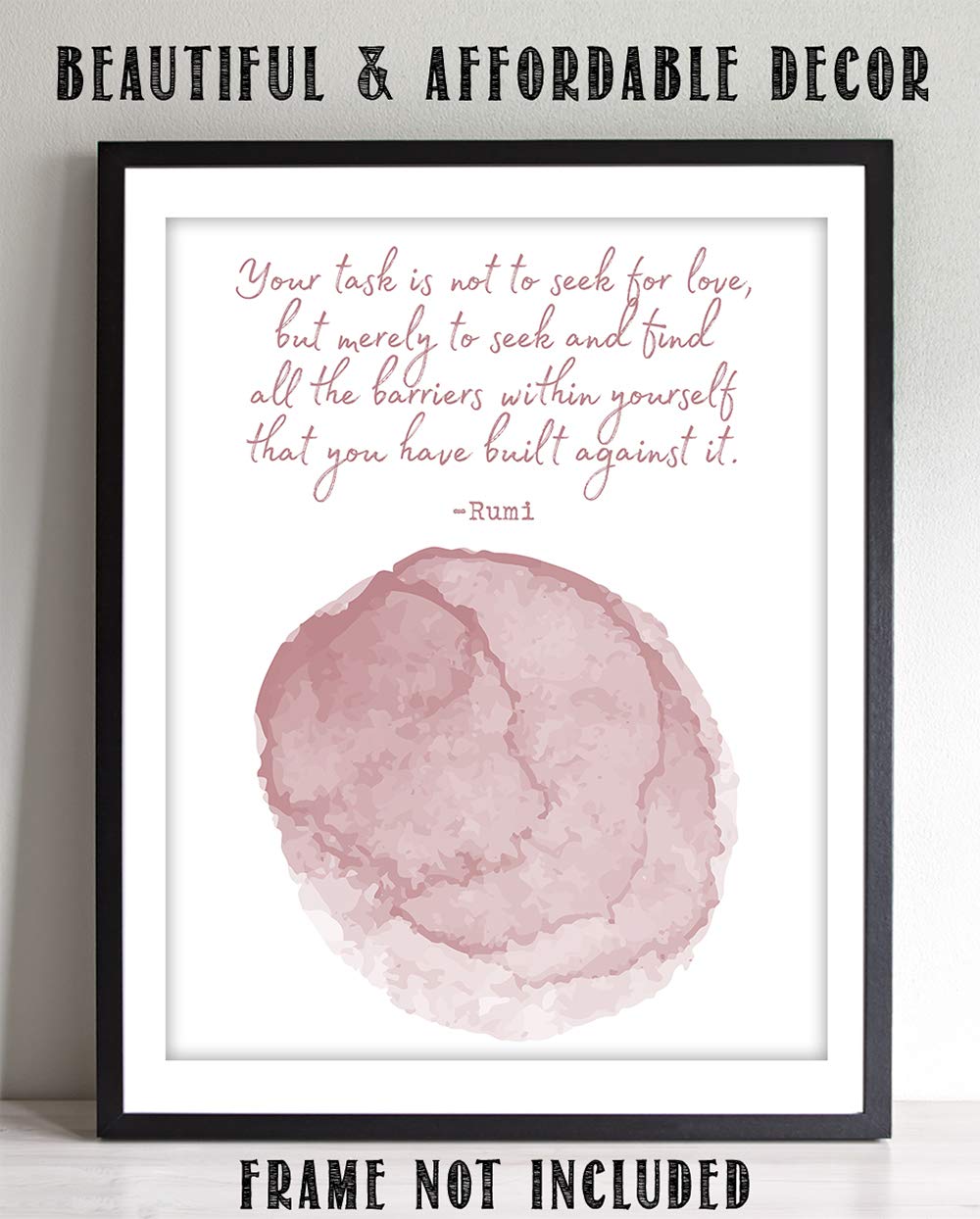 TJ Originals - Rumi Quotes Wall Art 11x14, Motivational Decor for Home & Office (Rust Pink)