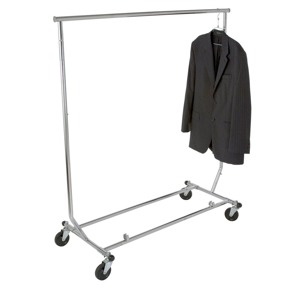 Foldable Rolling Garment Rack with Wheels - Heavy Duty Clothes Hanging Organizer for Closet, Laundry Room, and Retail Store Display