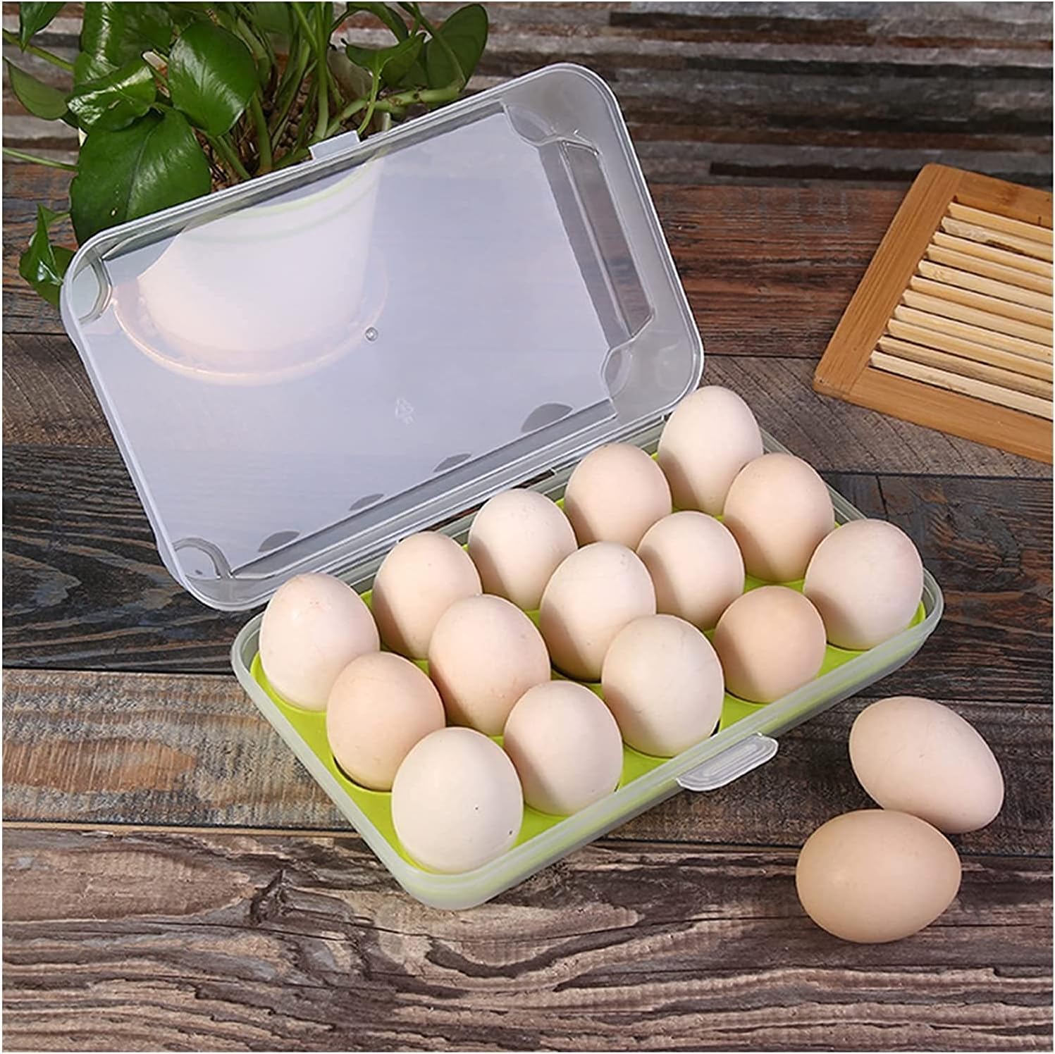 EARTHCONE Reusable Egg Storage Container - 15 Egg Capacity Refrigerator Organizer, Single Layer Egg Tray for Kitchen & Fridge - Perfect for Farm Fresh Eggs, Camping & Meal Prep (1 Pack)