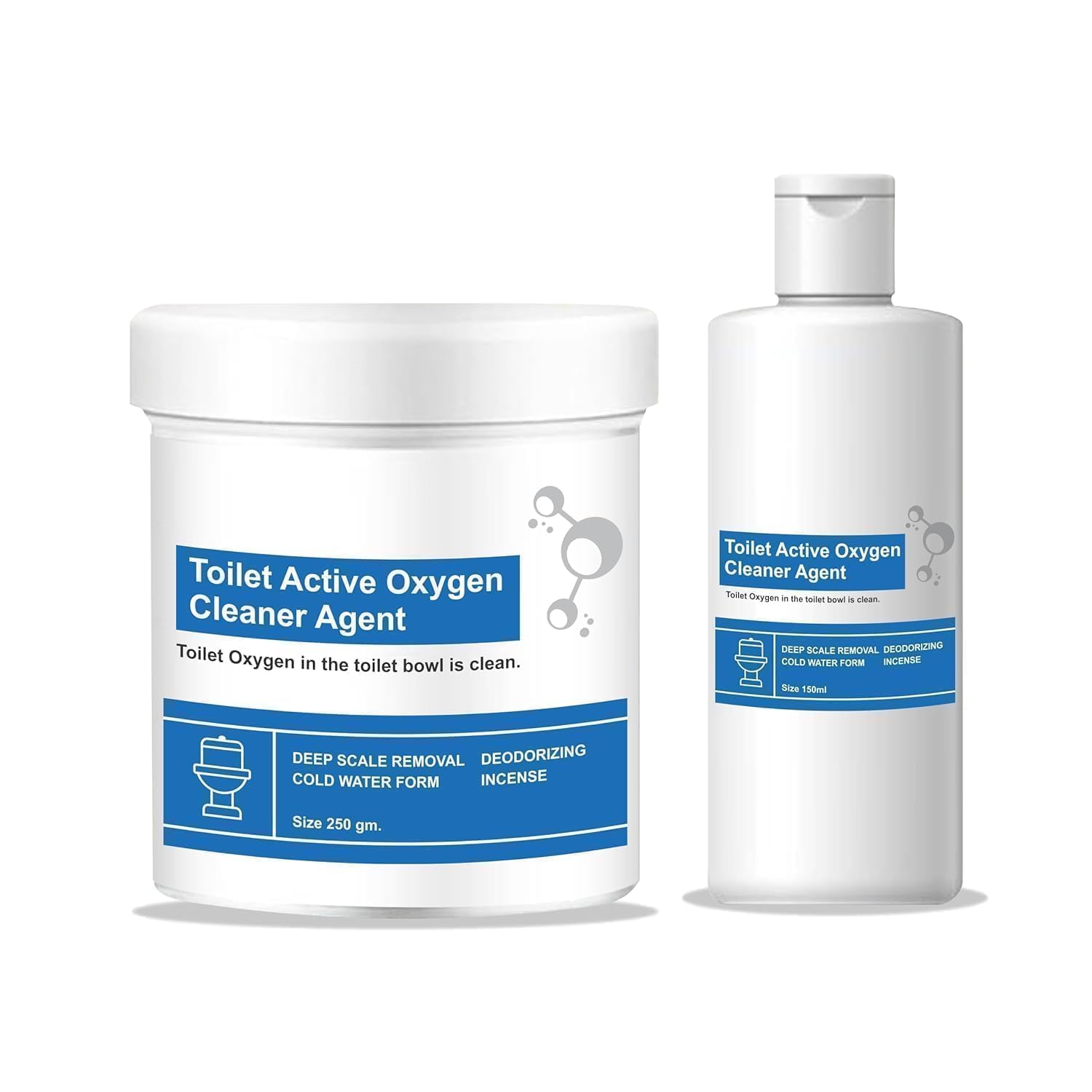 YTANYZ Active Oxygen Toilet Cleaner Powder with Super Cleaning Liquid - Effectively Removes Stubborn Stains & Odors (250g Powder + 100ml Liquid) | Ideal for Bathroom, Toilet Bowl & Household Cleaning