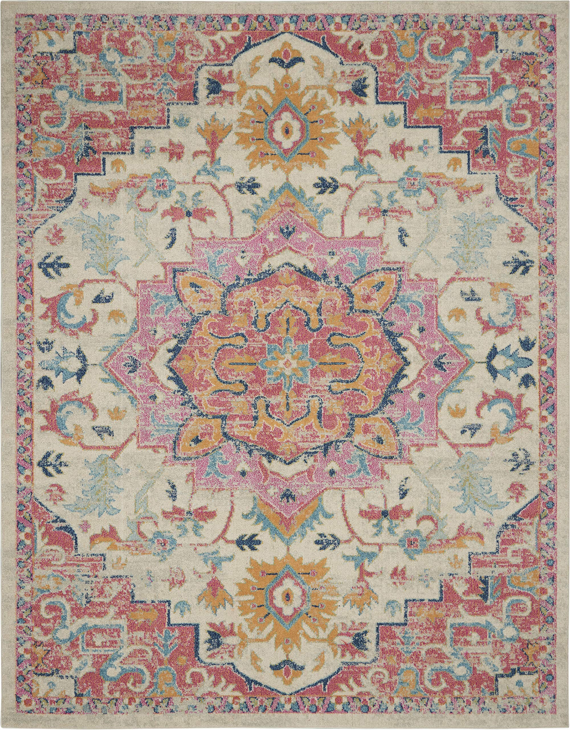 Nourison Passion Bohemian Ivory/Pink 8' x 10' Area Rug - Easy to Clean, Non-Shedding, Soft & Durable - Perfect for Bedroom, Living Room, Dining Room & Kitchen Decor (8x10) - Adds Bohemian Style to Any Space