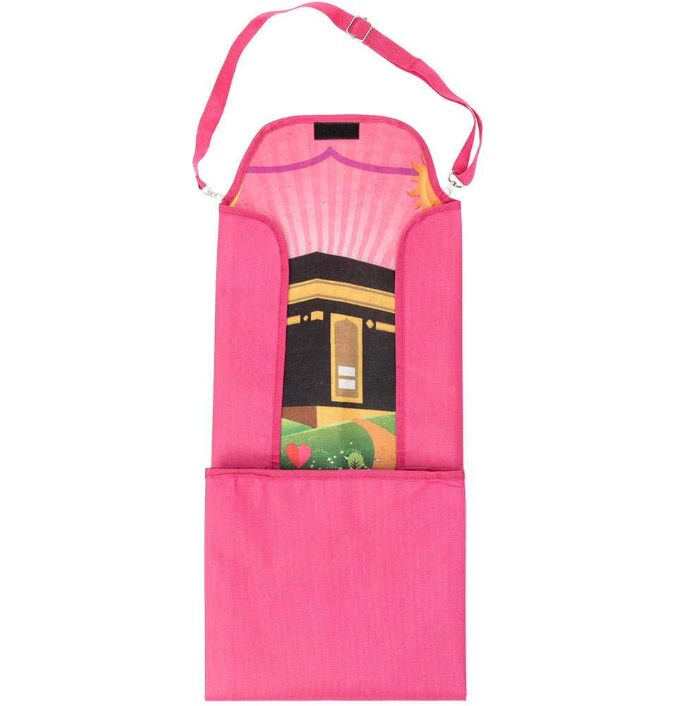 Islamic Prayer Mat for Kids - Pink Travel Crossover Bag | Portable & Lightweight for School, Mosque, and Outdoor Prayers