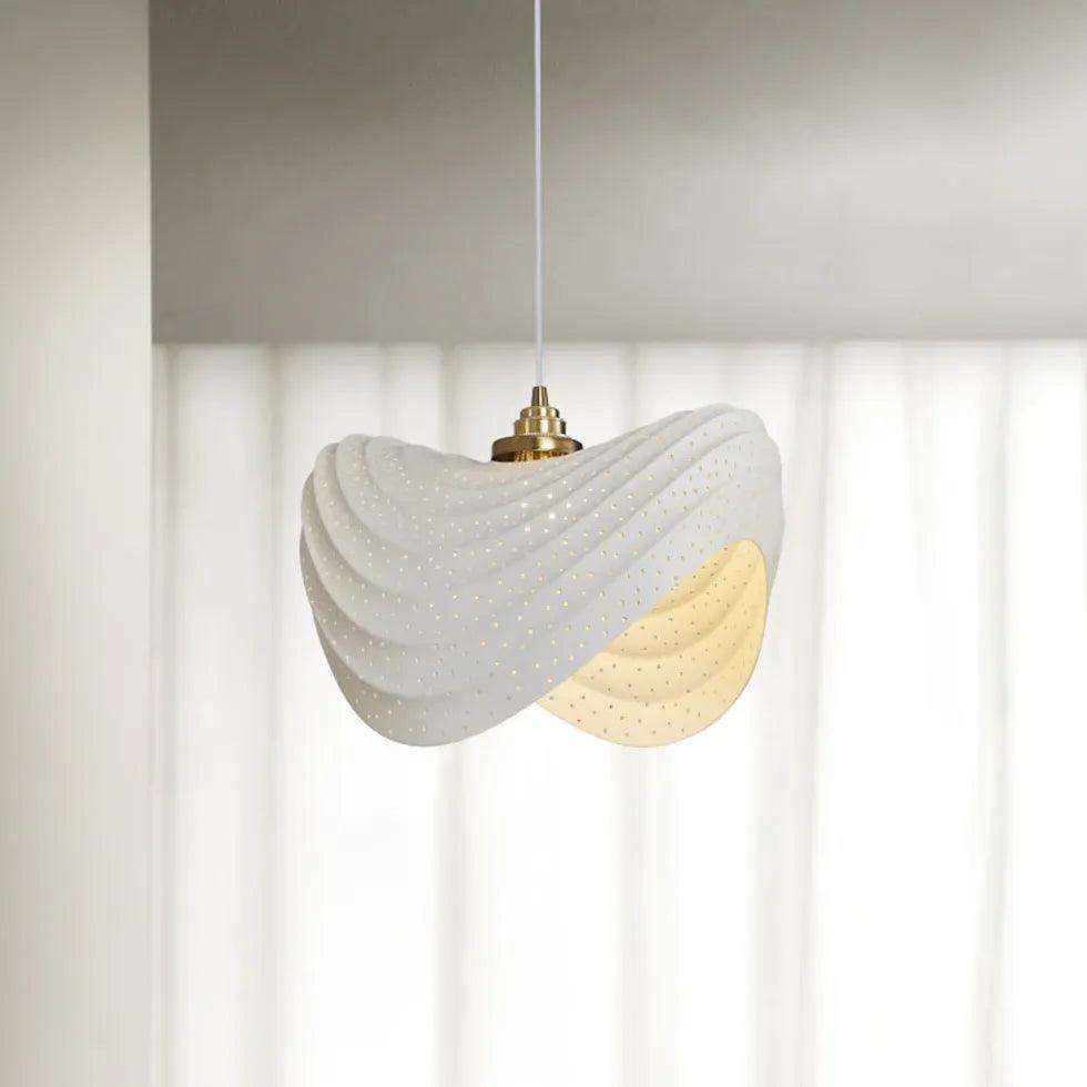 Modern Wave-Shaped White Pendant Light for Dining Room - Elegant Ceiling Lighting Fixture for Kitchen Island, Breakfast Nook & Contemporary Home Decor