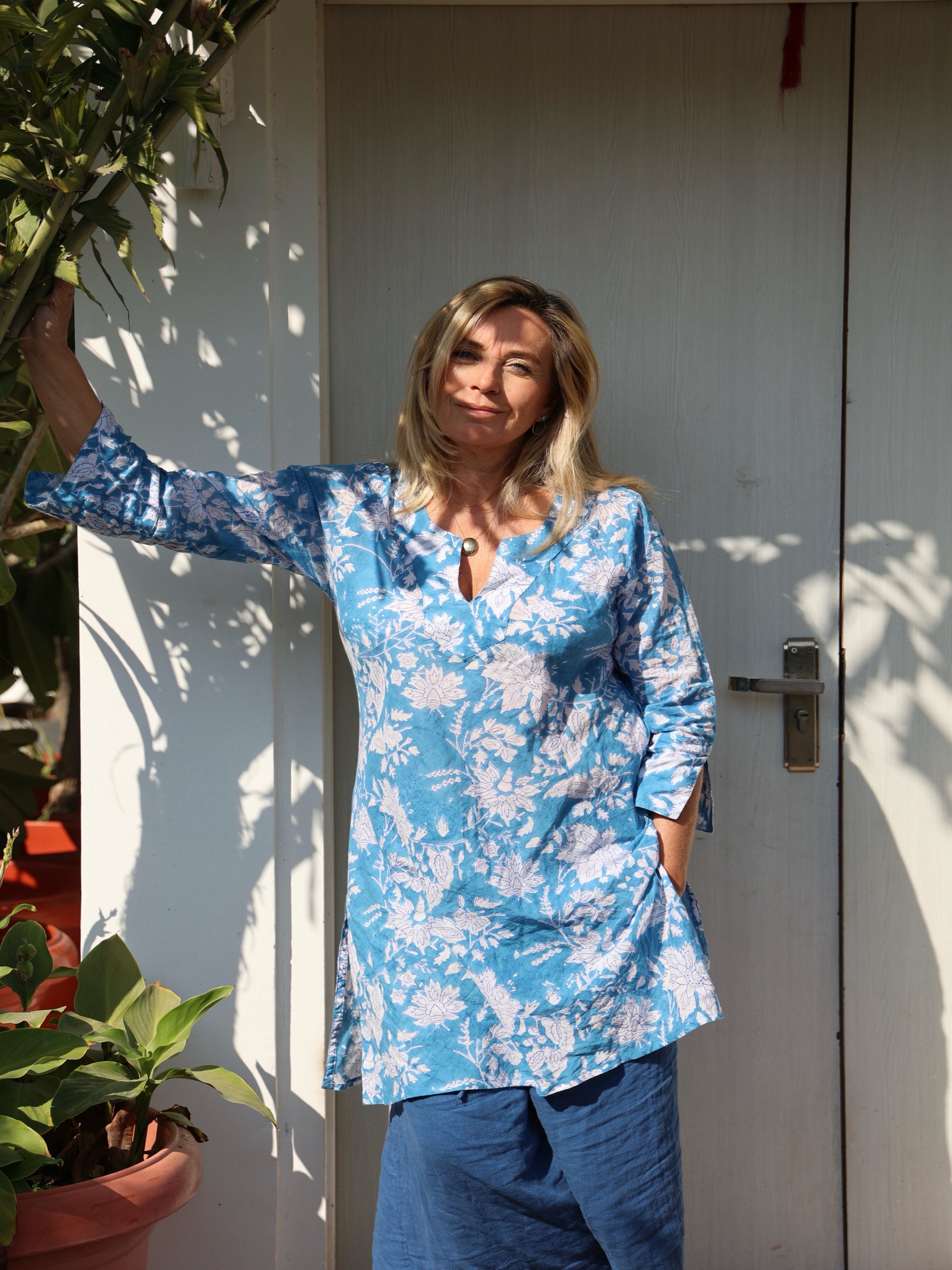 JAIPUR KURTA - Lightweight Cotton Summer Blouse for Women | Boho Chic Indian Tunic Top | Perfect for Beach, Vacation & Casual Wear