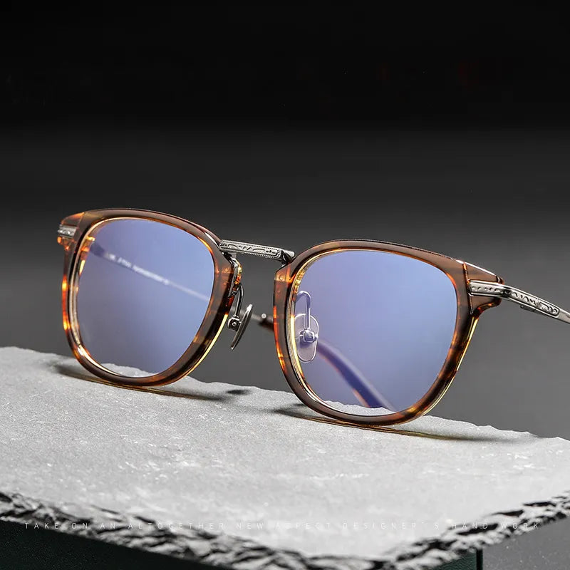 Stylish Unisex Black Titanium Acetate Square Eyeglasses Frame G817 - Perfect for Work, Reading & Fashion Accessories