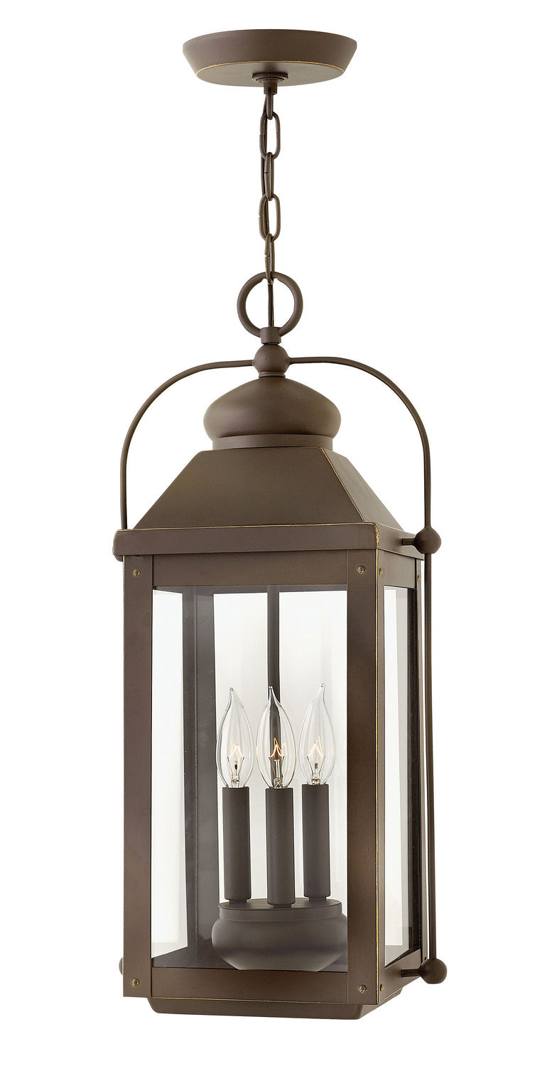 Anchorage LED Hanging Lantern in Light Oiled Bronze - Outdoor/Indoor Lighting for Patio, Garden, Porch & Entryway