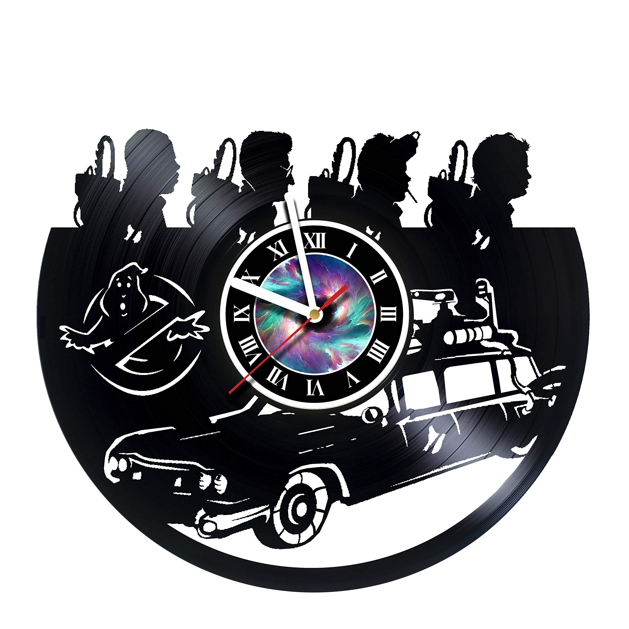 Ghostbusters Movie Themed Handmade Vinyl Record Wall Clock - Silent Non-Ticking Home Decor Gift for Men, Women, Boss, Dad, Mom - Perfect for Living Room, Bedroom, Office & Movie Fan Gifts