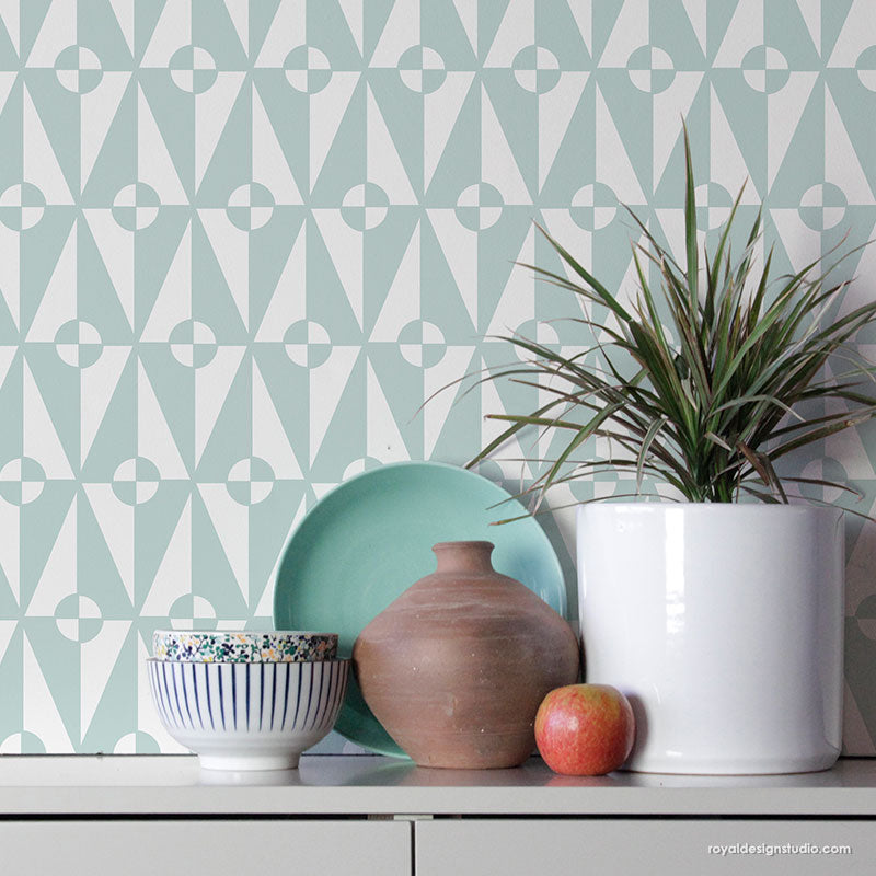 Marlow Modern Allover Stencil - Reusable DIY Wall Stencil for Home Decor, Painting, and Craft Projects - Perfect for Bedroom, Living Room, and Nursery Wall Art Design