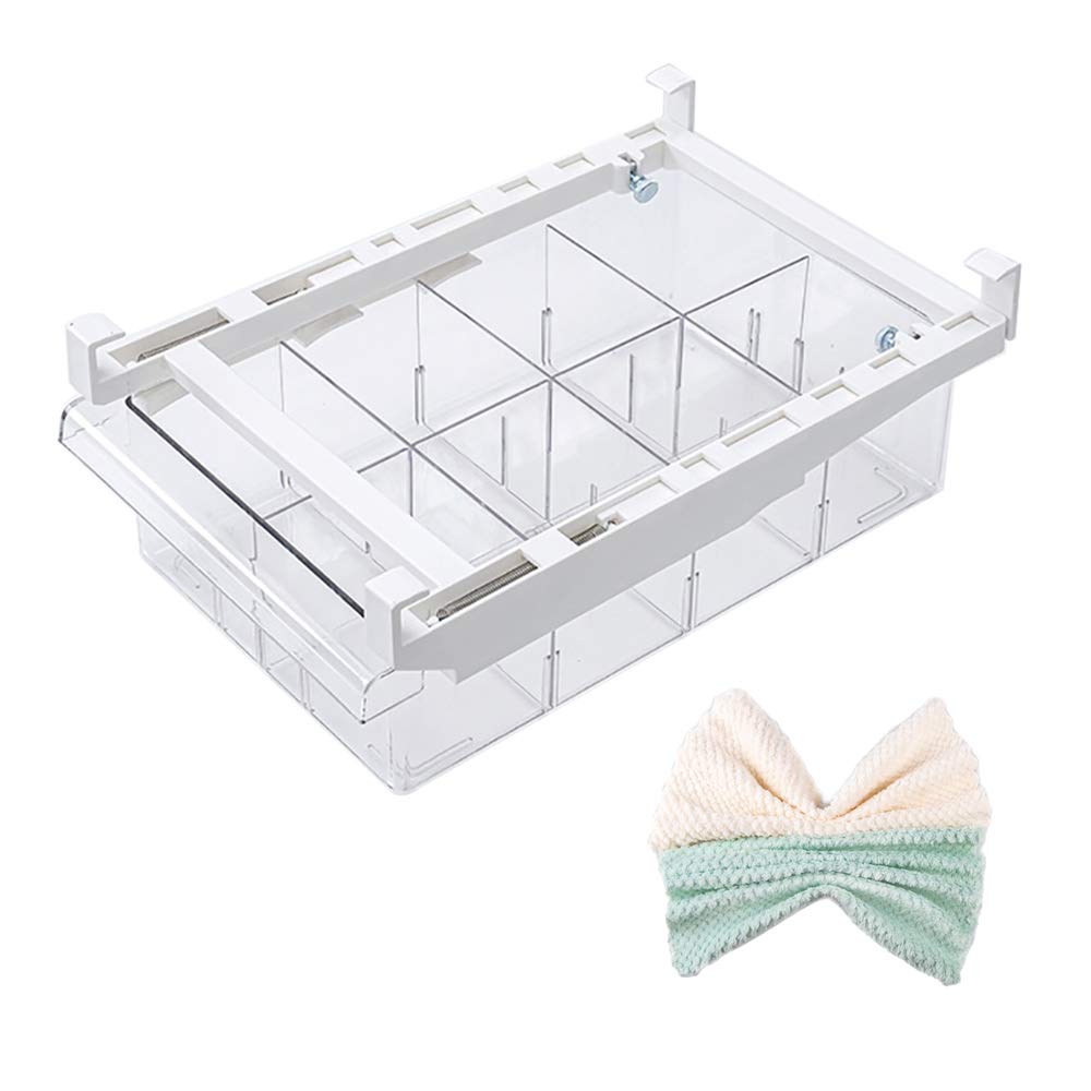 8-Partition Clear Plastic Refrigerator Organizer Bins with Pull-Out Drawer Design | Freezer & Pantry Storage for Fruits, Vegetables, Yogurt, Snacks, Pasta | Perfect for Kitchen Organization & Space Saving