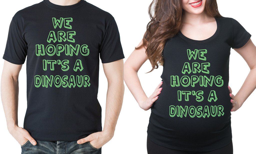 Funny Dinosaur Maternity Pregnancy T-Shirt for Women & Dad - Cute Dino Graphic Tee for Expecting Parents - Perfect for Baby Showers, Gender Reveals & Pregnancy Announcements