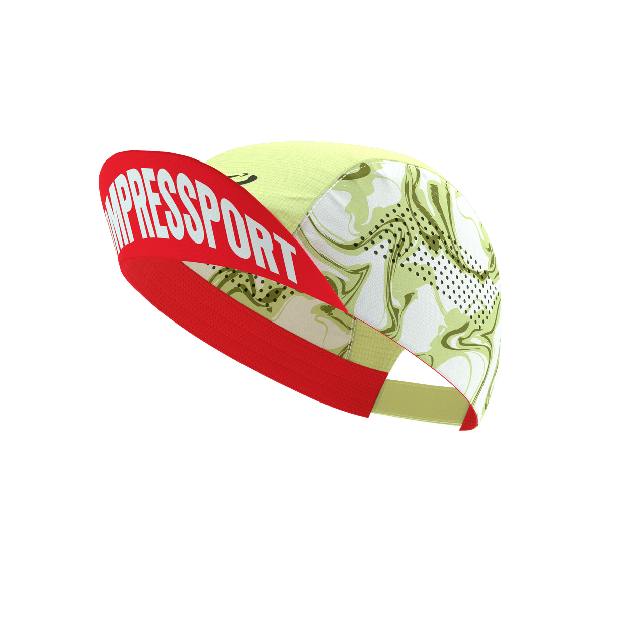 Compressport Unisex Pro Racing Cap - Green Camo/Fluo Red | Lightweight Performance Hat for Running, Cycling & Outdoor Sports