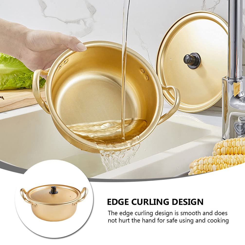 2 Pcs Korean Instant Noodle Pot with Lid - Small Saucepan for Ramen, Milk Boiling & Coffee - Durable Aluminum & Ceramic Stock Pot for Home, Baby Food & Oven Use - Perfect for Quick Meals & Kitchen Essentials