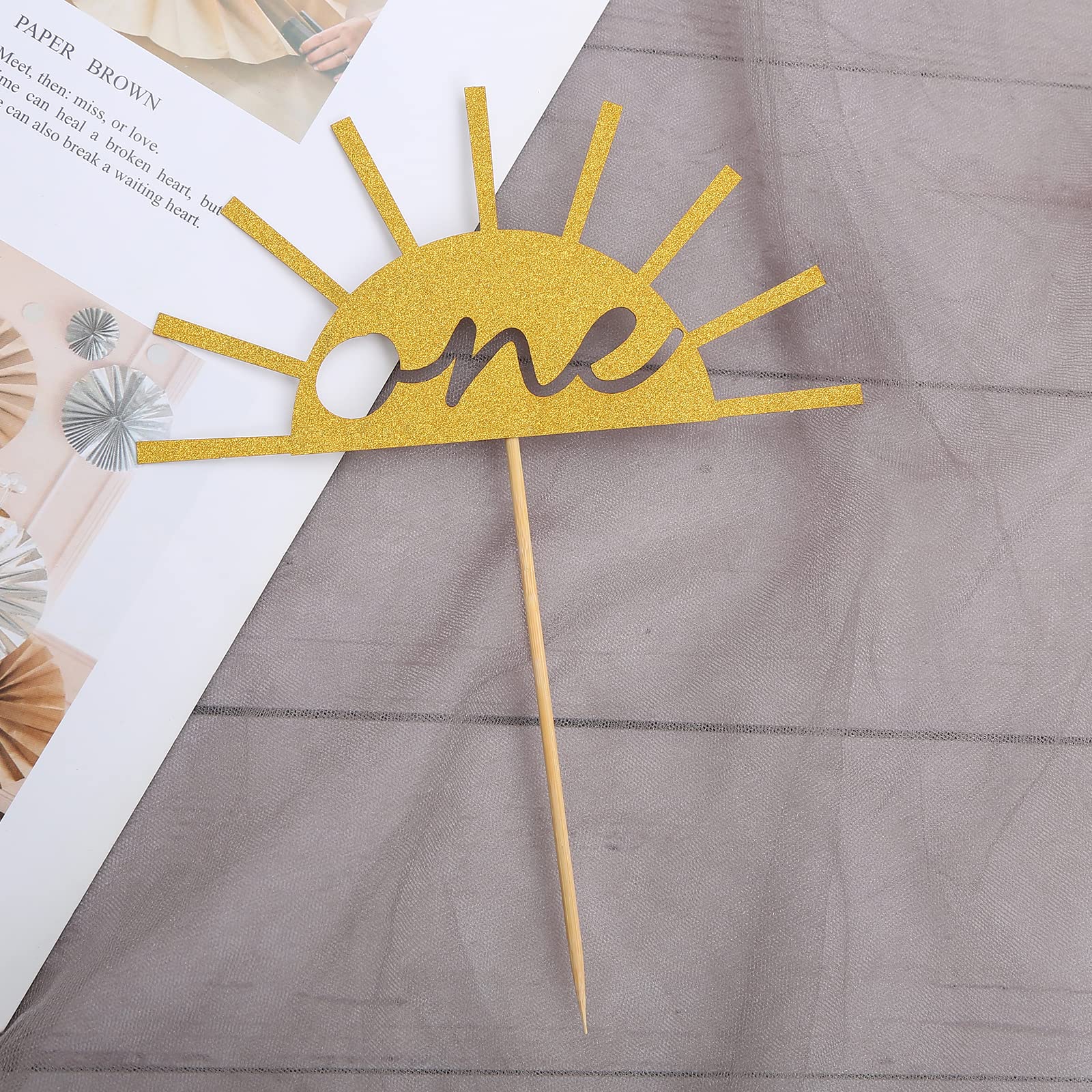 Gold Glitter 1st Birthday Cake Topper - ONE Cake Topper for Baby's First Birthday, Smash Cake Decoration, Party Supplies & Photo Props | Perfect for 1st Birthday Celebrations, Cake Smash Photos, and Baby Shower Decorations