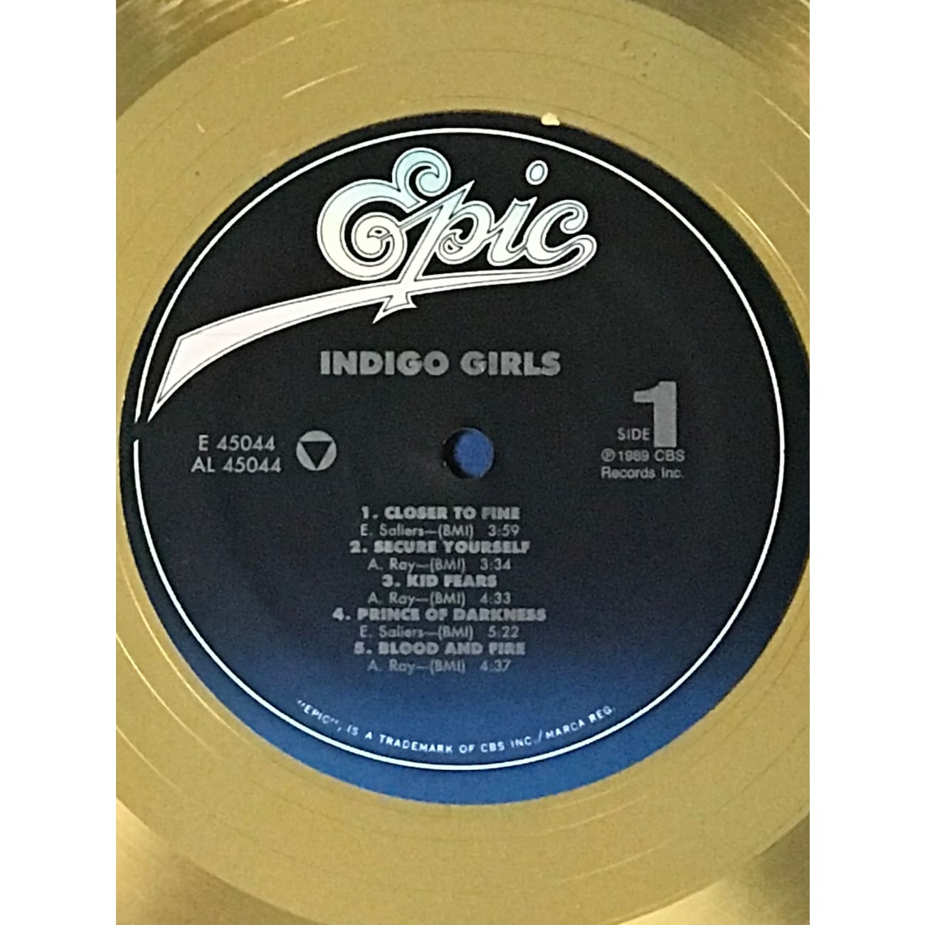 Indigo Girls Self-Titled RIAA Gold Album Award - Certified Collectible Music Memorabilia for Fans & Display