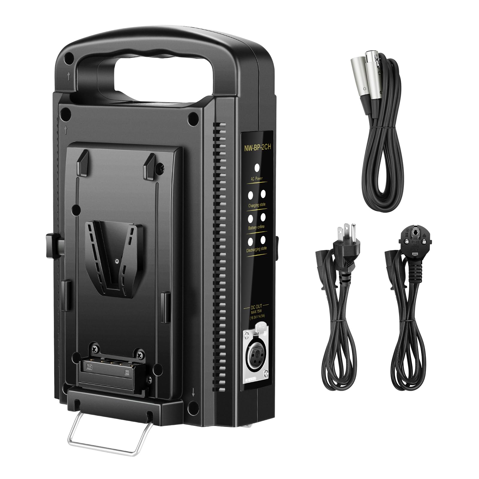Neewer V-Mount/V Lock Dual Channel Battery Charger with DC 16.5V Power Supply - Compatible with All V-Mount Plates (Battery Not Included) | Fast Charging for Camera, LED Lights & Video Equipment | Professional Photography & Videography Power Solution