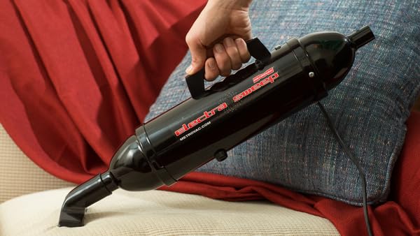 METROVAC ElectraSweep ES-105 Handheld Vacuum Cleaner - Compact & Powerful Cordless Hand Vacuum with Durable Steel Construction, Black Finish - Perfect for Car Cleaning, Pet Hair Removal & Home Quick Cleanups