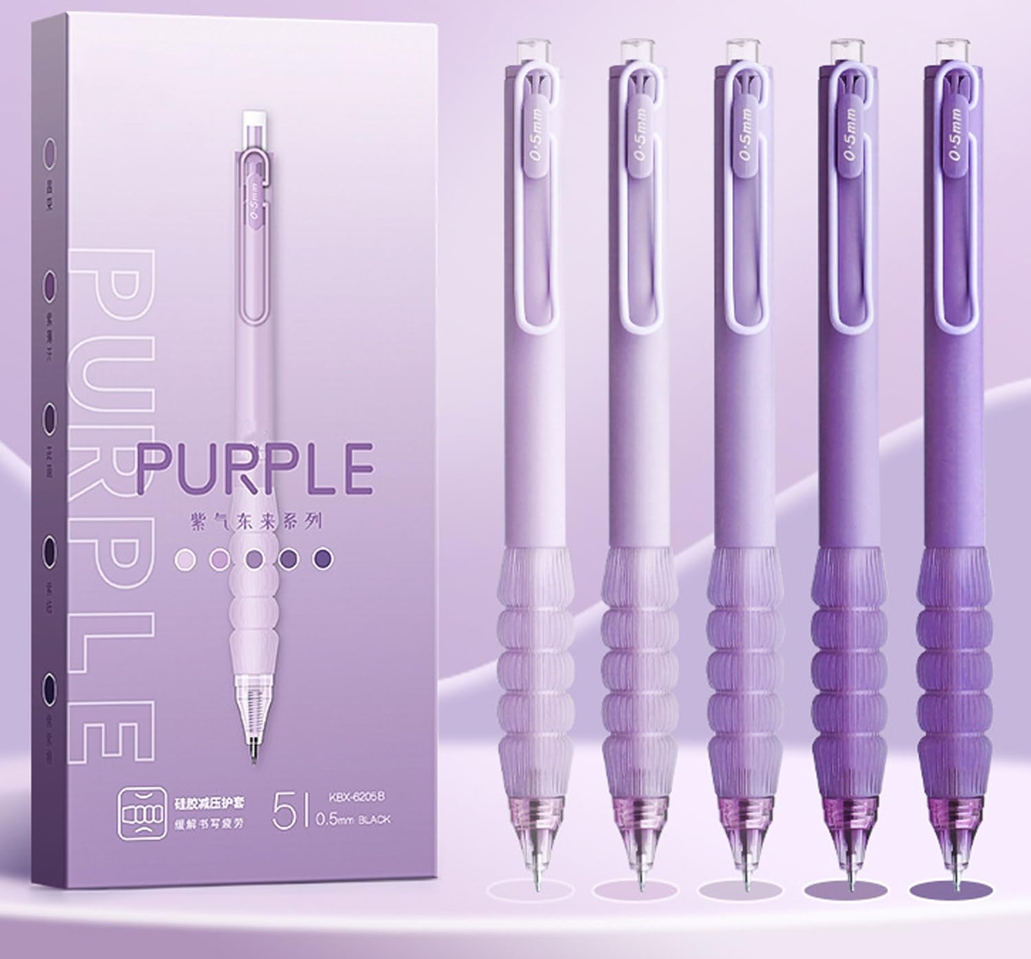 Smooth Writing Push-Action Gel Pen with Comfortable Silicone Grip - No Smudge, Black & Purple - Perfect for Office, School, Note Taking & Journaling