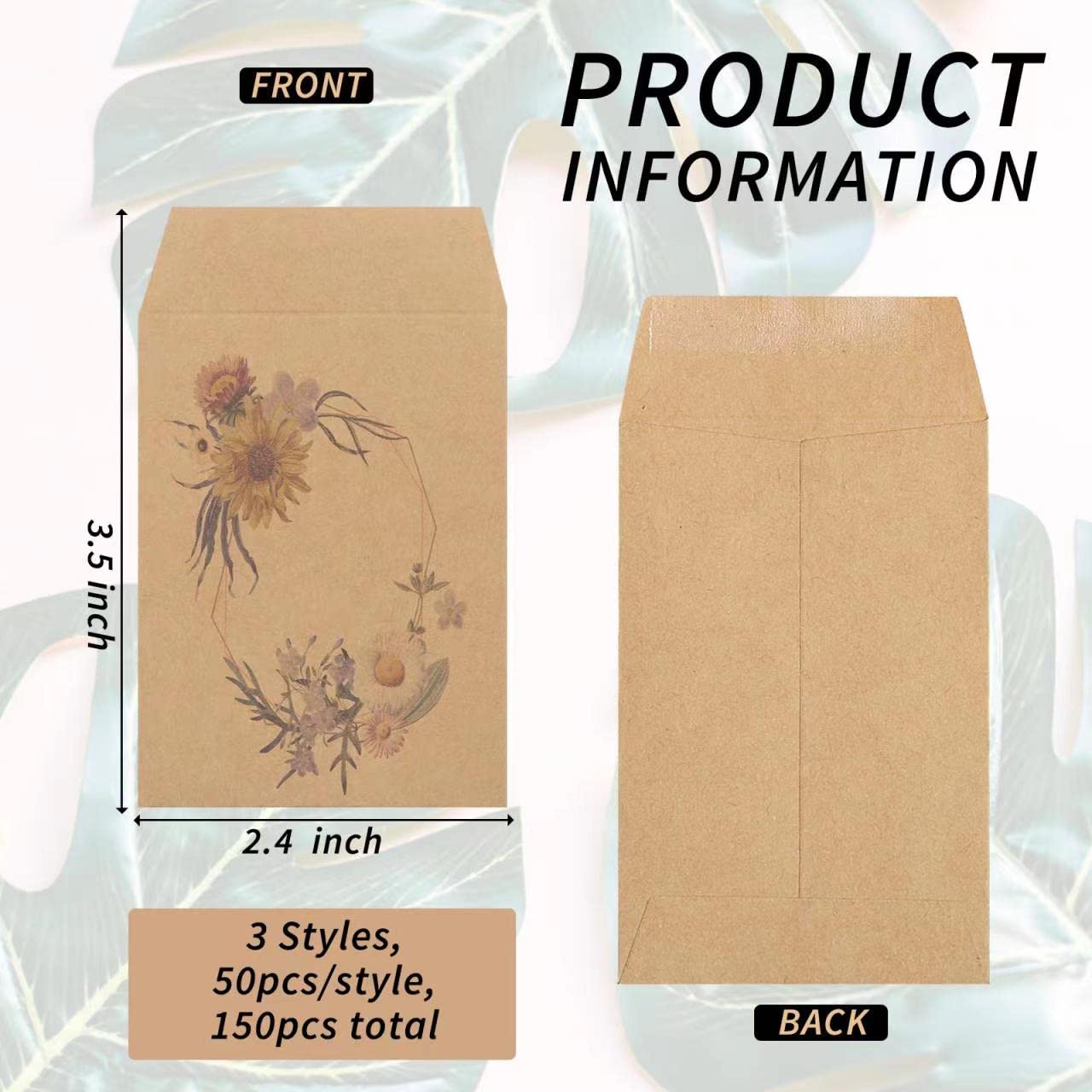 150 Pack Seed Saving Envelopes - Small Self-Adhesive Kraft Paper Envelopes for Storing Seeds, Coins & Keys | Mini Seed Packets, Wedding Favors | Perfect for Gardening, DIY Crafts & Party Giveaways