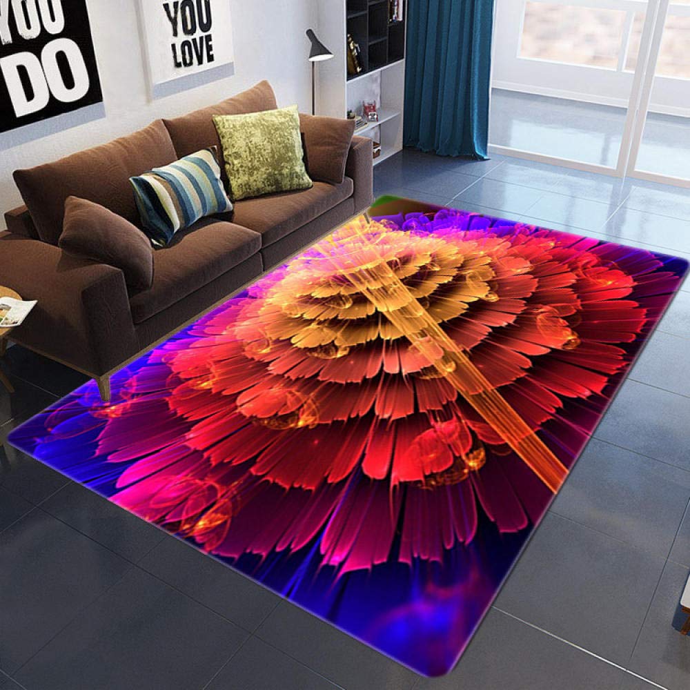 LHGBGBLN 3D Floral Carpet - Non-Slip Area Rug for Living Room, Bedroom, Nursery & Kids Play Mat - Soft Floor Mat for Home Decor, Door Mat (Colorful Flowers Design) - Perfect for Playtime, Crawling Babies & Cozy Home Decor