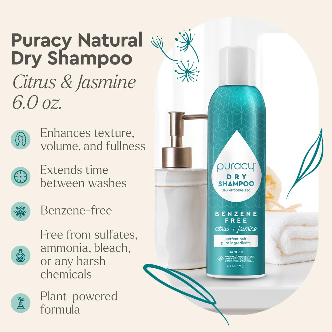 Puracy Natural Body Wash Refill - 98.6% Pure Plant-Based Shower Gel with Citrus & Sea Salt (48 oz) | Vegan, Sulfate-Free & Cruelty-Free | Gentle Cleansing for Sensitive Skin | Perfect for Daily Shower & Spa Day   Puracy Plant-Powered Dry Shampoo for Women - Volumizing & Cleansing with Citrus & Jasmine (6 oz) | Natural Hair Care for Oily Scalp | Ideal for Travel, Gym & Quick Refresh Between Washes