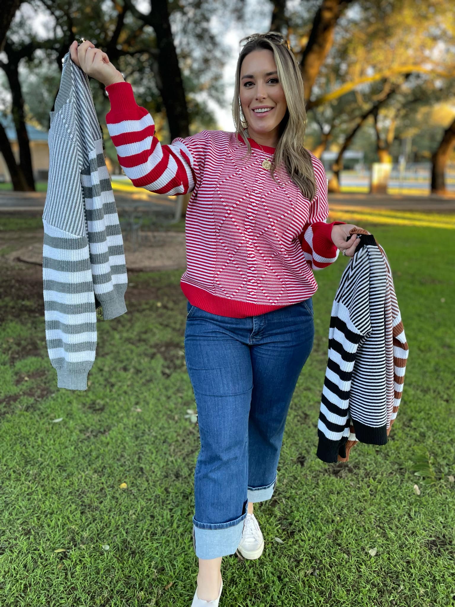 PREORDER: Aspen Striped Sleeve Sweater - 4 Color Options for Women | Cozy Fall & Winter Fashion | Perfect for Casual Outings & Office Wear