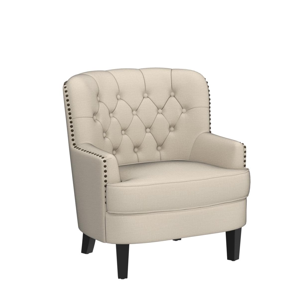 Rosevara Atlas Accent Chair - Modern Linen Natural Living Room Armchair, Comfortable Reading Chair for Bedroom or Lounge - Perfect for Relaxing, Reading & Small Spaces
