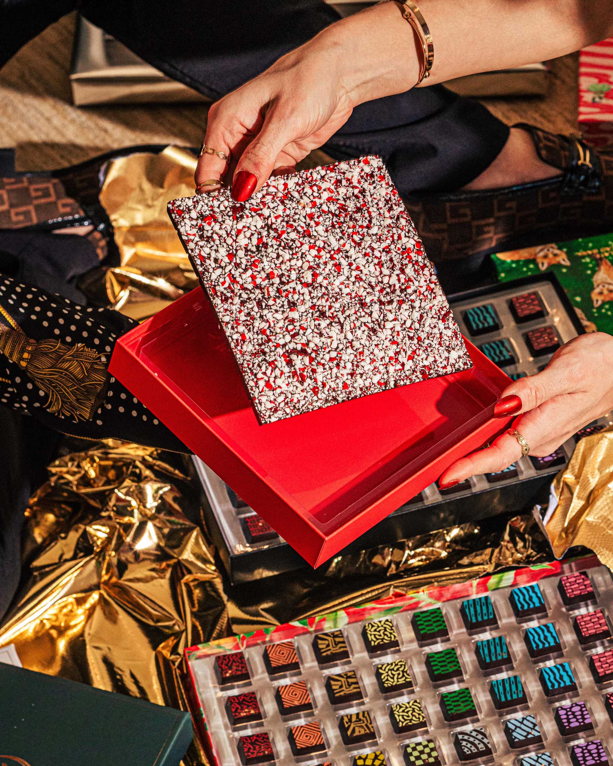 Premium Peppermint Bark Breakable Chocolate Gift Box - Gourmet Holiday Treats for Christmas Gifts, Party Favors & Dessert Platters