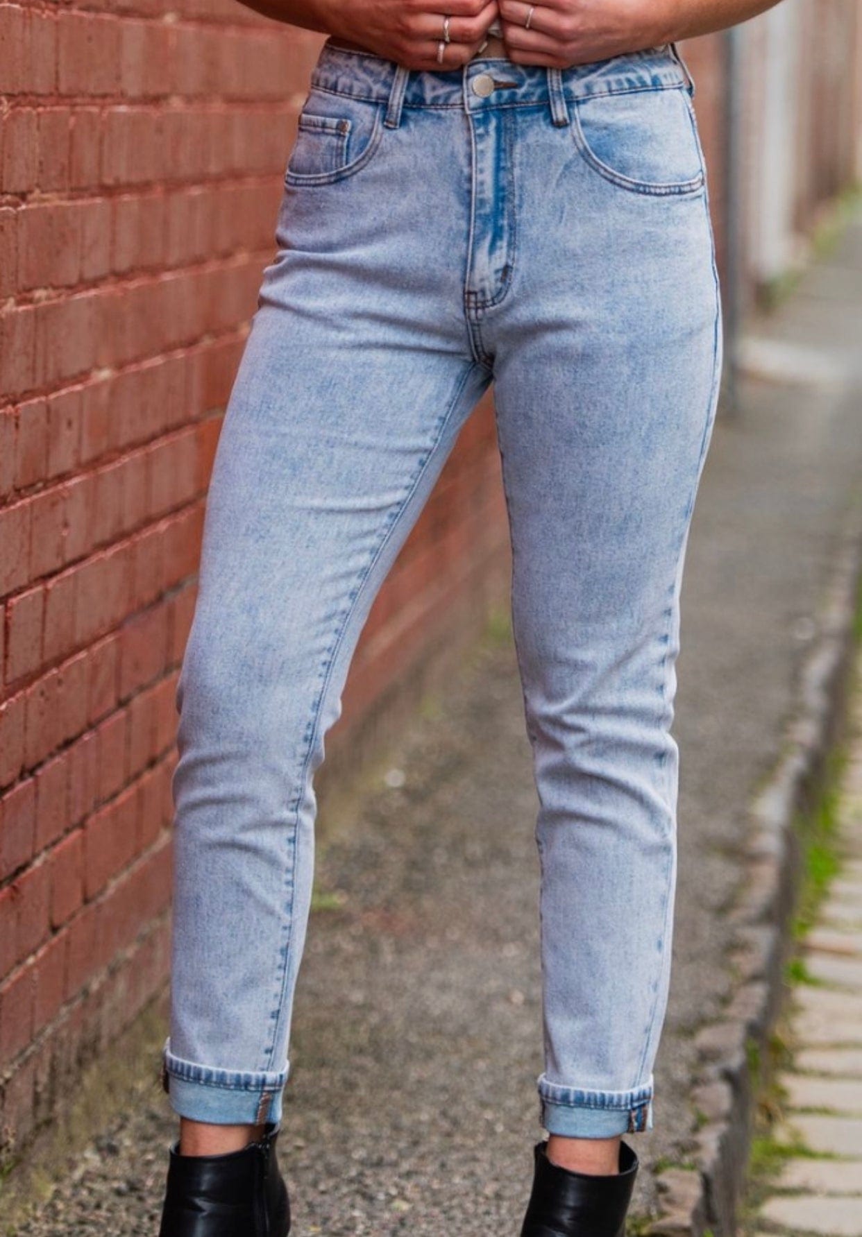 Vintage Acid Wash Relaxed Fit Mom Jeans for Women | Country Denim Australia | Comfortable High Waist Denim Pants | Perfect for Casual Wear, Outings & Everyday Style